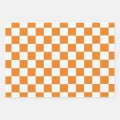 Feuille De Papier Cadeau à damiers orange et blanc (Devant 3)