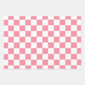 Feuille De Papier Cadeau à damiers rose et blanc (Devant 3)
