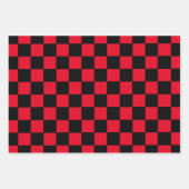 Feuille De Papier Cadeau à damiers rouge et noir (Devant 2)