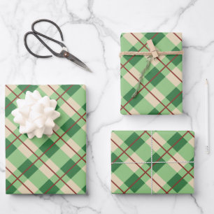 Feuille De Papier Cadeau À damiers Tartan Rouge Et Vert Plaid