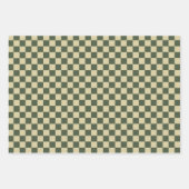 Feuille De Papier Cadeau À damiers verte (Devant)