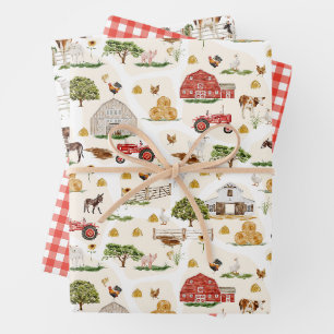 Feuille De Papier Cadeau À la ferme - Animaux