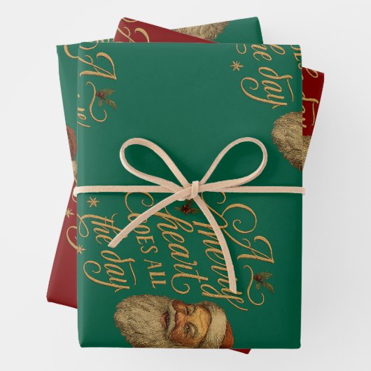 Feuille De Papier Cadeau A merry heart goes all the day  (En situation)