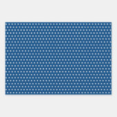Feuille De Papier Cadeau À petits pois blancs Chevron rayures sur bleu fran (Devant)