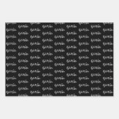 Feuille De Papier Cadeau À votre nom Écriture manuscrite moderne Blanc Noir (Devant 2)