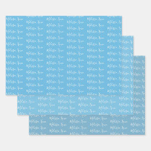 Feuille De Papier Cadeau À votre nom Écriture manuscrite moderne Blues d'hi