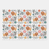 Feuille De Papier Cadeau A whimsical pattern featuring playful lions (Devant 2)