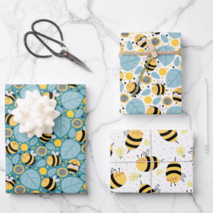 Feuille De Papier Cadeau Abeille de miel et tournesol
