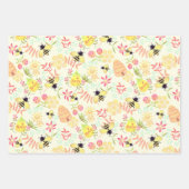 Feuille De Papier Cadeau Abeille de miel jaune (Devant)