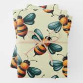 Feuille De Papier Cadeau Abeille Occupée (En situation)