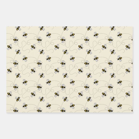 Feuille De Papier Cadeau Abeilles (Devant)