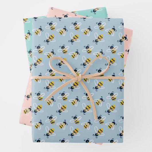 Feuille De Papier Cadeau Abeilles de miel (En situation)