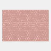 Feuille De Papier Cadeau Abeilles d'or roses et fleurs (Devant)