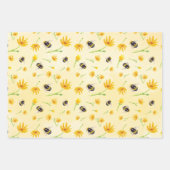 Feuille De Papier Cadeau Abeilles et fleurs aquarelles (Devant 2)