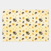 Feuille De Papier Cadeau Abeilles et fleurs aquarelles (Devant)