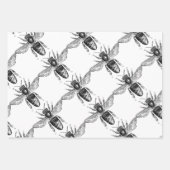 Feuille De Papier Cadeau Abeilles noires et blanches (Devant 3)