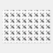 Feuille De Papier Cadeau Abeilles noires et blanches (Devant 2)