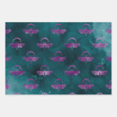 Feuille De Papier Cadeau Abeilles violettes sur Turquoise (Devant 2)