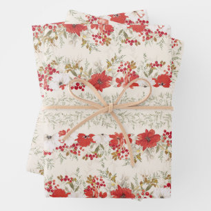 Feuille De Papier Cadeau abondance botanique de noël élégant feuillage