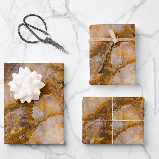 Feuille De Papier Cadeau Abstract bronze white mineral rock texture (Recto)