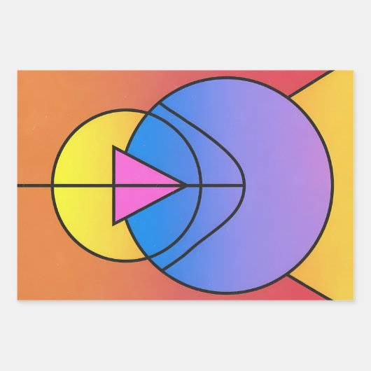 Feuille De Papier Cadeau Abstract Geometric Circles Line Colorful  (Devant)