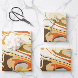 Feuille De Papier Cadeau Abstract Swirling Orange and Beige Design