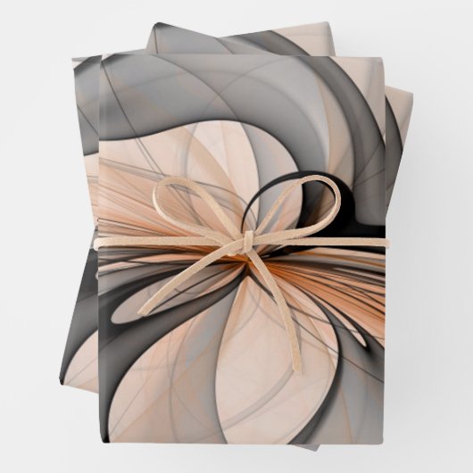 Feuille De Papier Cadeau Abstrait Anthracite Grey Sienna Art moderne fracta (En situation)