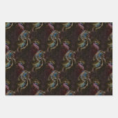 Feuille De Papier Cadeau Abstrait atomique noir rétro (Devant 3)