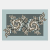 Feuille De Papier Cadeau Abstrait Beige clair Bleu Fractal Art Spirales (Devant)