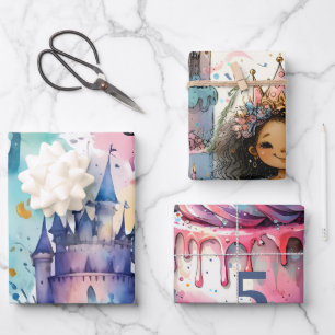 Feuille De Papier Cadeau Abstrait Château de Princesse Magic FairyTale anni