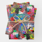 Feuille De Papier Cadeau Abstrait drôle Joyeux coloré (En situation)