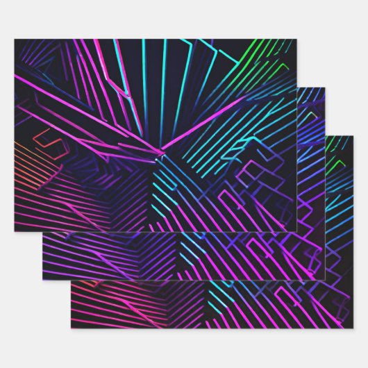 Feuille De Papier Cadeau Abstrait géométrique coloré (Lot)