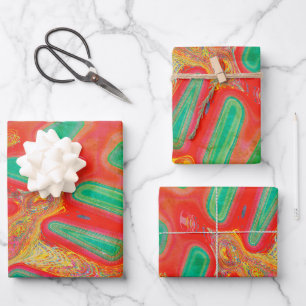 Feuille De Papier Cadeau ABSTRAIT LIQUIDE POURSUITE ART PEINTE MAIN orange