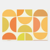 Feuille De Papier Cadeau Abstrait milieu du siècle moderne cercles orange j (Devant 3)