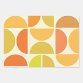 Feuille De Papier Cadeau Abstrait milieu du siècle moderne cercles orange j (Devant 2)
