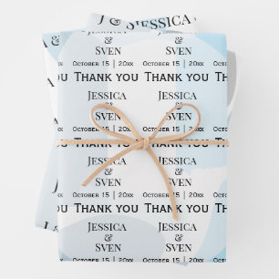 Feuille De Papier Cadeau Abstrait moderne bleu minimaliste Mariage artistiq