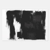 Feuille De Papier Cadeau Abstrait moderne noir blanc gris noir (Devant 3)