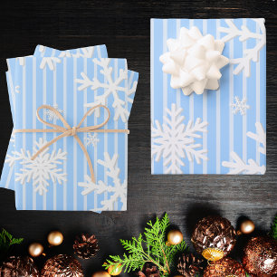 Feuille De Papier Cadeau Abstrait moderne Pastel Blue Snowflake Motif