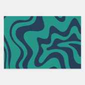 Feuille De Papier Cadeau Abstrait Motif bleu et Turquoise (Devant 3)