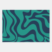 Feuille De Papier Cadeau Abstrait Motif bleu et Turquoise (Devant)