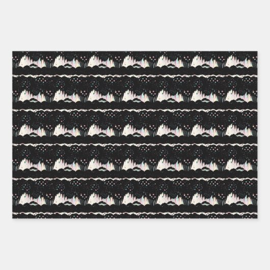 Feuille De Papier Cadeau Abstrait noir, blanc et pastel (Devant)