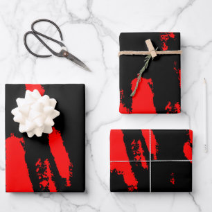 Feuille De Papier Cadeau Abstrait noir et rouge