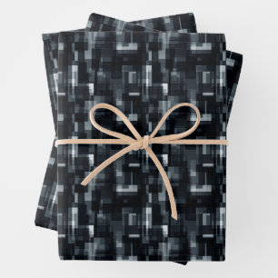 Feuille De Papier Cadeau Abstrait noir / gris / blanc