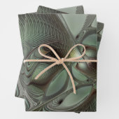 Feuille De Papier Cadeau Abstrait Olive Sage Green Grey Fractal Art Imagina (En situation)