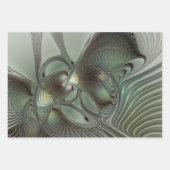 Feuille De Papier Cadeau Abstrait Olive Sage Green Grey Fractal Art Imagina (Devant)