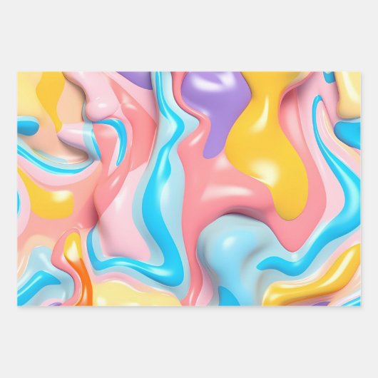 Feuille De Papier Cadeau Abstrait plastique fluide 3D (Devant 2)