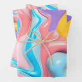 Feuille De Papier Cadeau Abstrait plastique fluide 3D (En situation)