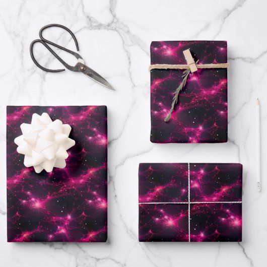 Feuille De Papier Cadeau Abstrait rose et noir (Recto)
