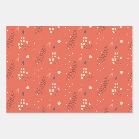 Feuille De Papier Cadeau abstrait rouge (Devant 3)