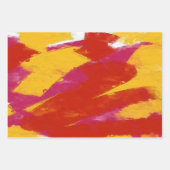 Feuille De Papier Cadeau Abstrait rouge, jaune et rose (Devant 3)